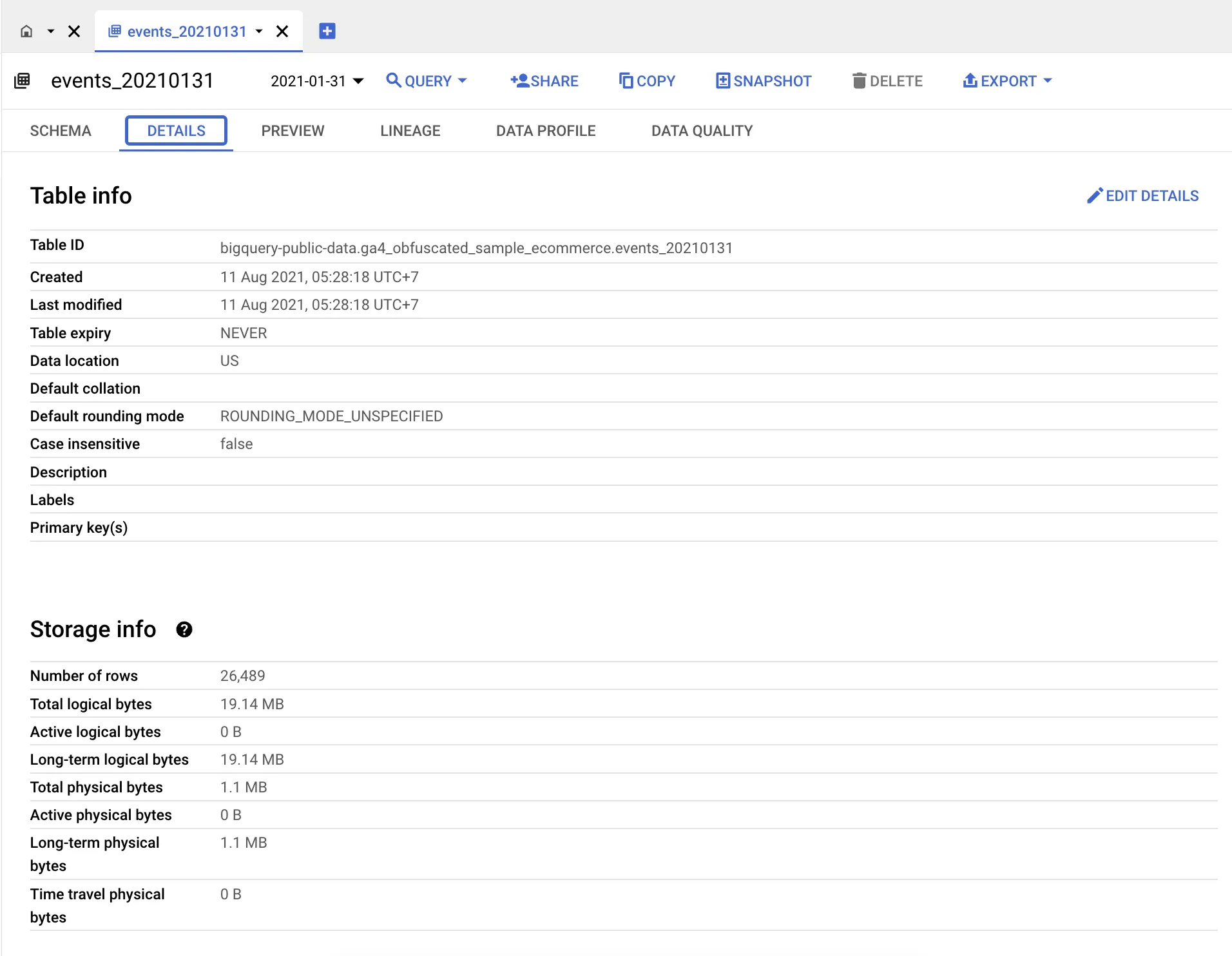 GA4 BigQuery Export Details